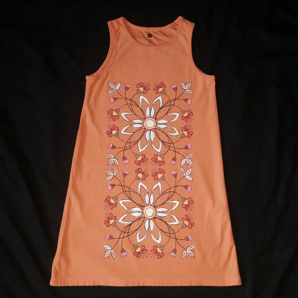 Used Tea Collection Girls Orange Print Dress